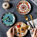 Axya Hand-Painted Ceramic Dish Set for Cold Dish, Fruit, Dim Sum, Snacks