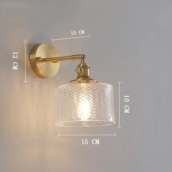 Axyaa Clear Glass LED Wall Lights Copper Pull Chain Switch Modern Wandlamp