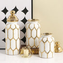Axyaa European Gold Luxury Ceramic Vase General's Jar Ornament Art Craft Decor