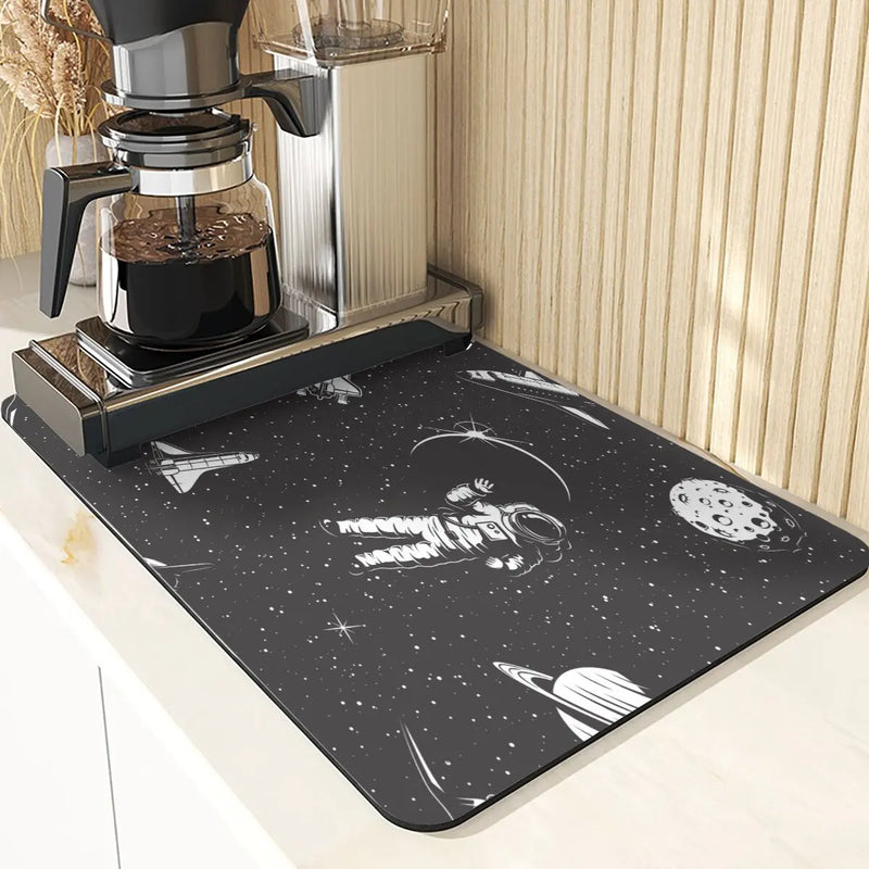 Axyaa Astronaut Silicone Dish Mat - Space Style Diatomaceous Earth Kitchen Accessory