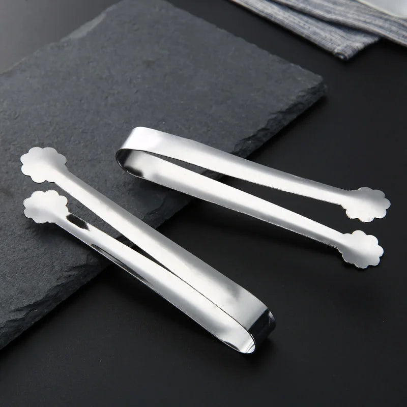 Axyaa Stainless Steel Food Tongs - Kitchen Cooking Utensil Twrer Clamp Silver Tweezer