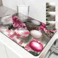 Axyaa Christmas Pink Diatom Mud Kitchen Drain Mats for Tableware & Coffee Machine
