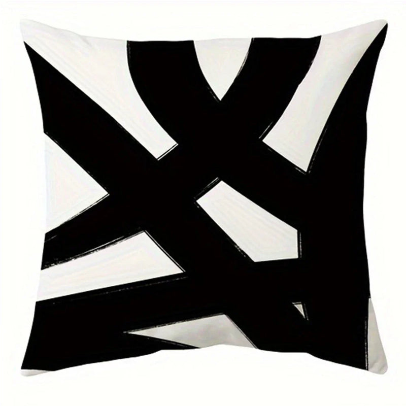 Axyaa Simple Black Line Printed Pillowcase for Living Room Sofa Chair, Home Decor