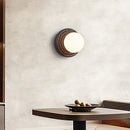 Axyaa White Glass Ball LED Wall Sconce Black Travertine Light Fixture
