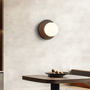 Axyaa White Glass Ball LED Wall Lamp Sconce, Black Travertine Living Room Bathroom Light