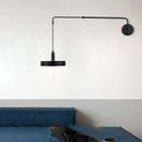 Axyaa Black Metal Wall Lamp: Bedroom Reading Light with Adjustable Long Arm