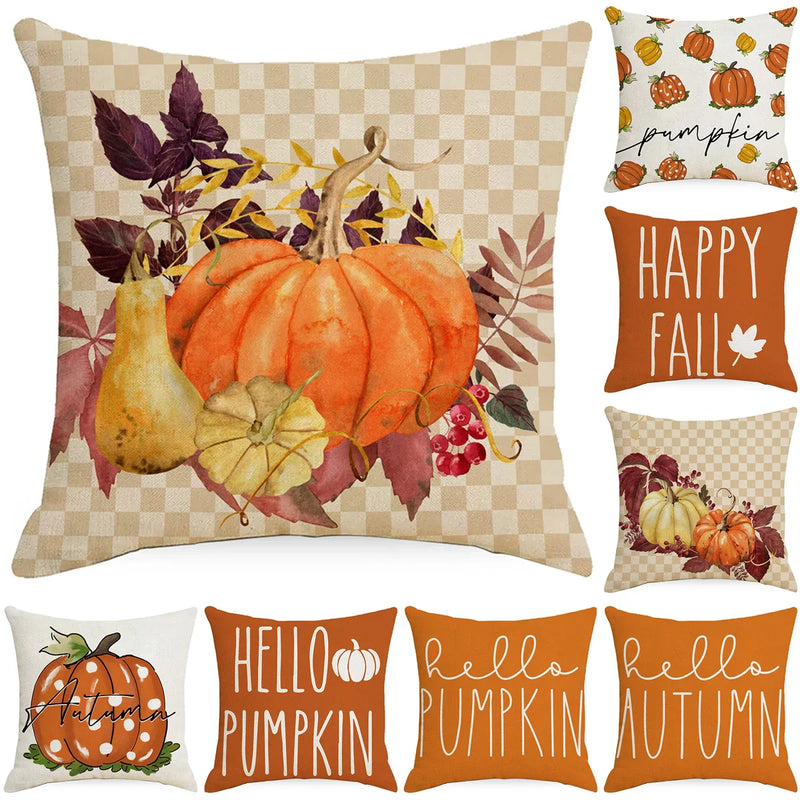 Axyaa Autumn Harvest Maple Leaf Pillow Cover for Living Room and Bedroom
