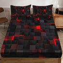 Axyaa Red Plaid Fitted Sheet Set with Soft HD Printing