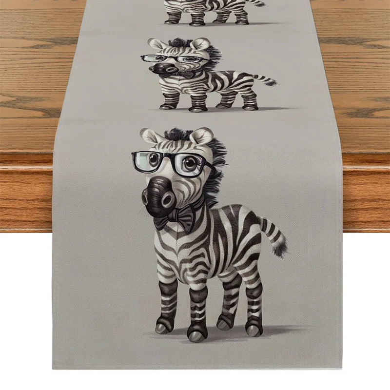 Axyaa Zebra Print Table Runner: Stylish Dining Decor for Indoor & Outdoor Tables