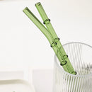 Axyaa Bamboo Design Glass Straws Set with Brush - Eco-Friendly Drinkware for Cocktails, Coffee