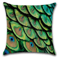 Peacock Feather Printed Pillow Case 45x45cm - Axyaa Brand