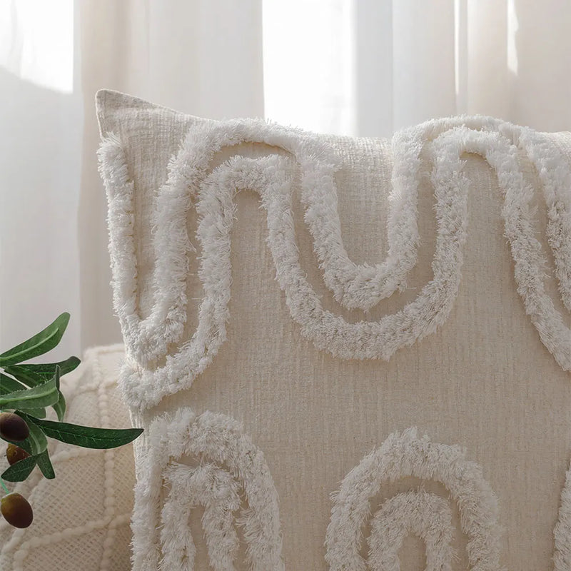 Axyaa Chenille Tufted Cushion Cover - Soft Decorative Pillow for Sofa - Nordic Style