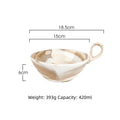Axyaa Ceramic Marble Fruit Salad Dessert Bowl - Retro Yogurt Large Tableware