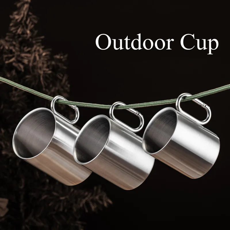 Axyaa Stainless Steel Portable Beer Mug with Lid & Foldable Handle