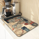 Axyaa Sailboat Kitchen Drying Mat: Absorbent, Anti-Slip Table Placemat