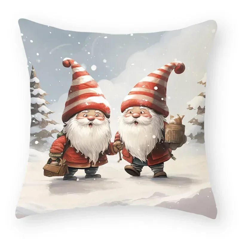 Christmas Cartoon Animal Printed Pillowcase by Axyaa: Decorative Throw Cover for Sofa, Living Room, Cushion