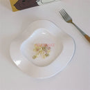 Axyaa Irregular White Breakfast Plate - Creative Household Dish for Dessert and Dim Sum