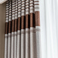 Axyaa Striped Jacquard Curtain: Gold Luxury High Quality Window Drapes for Living Room & Bedroom