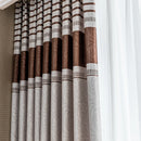 Axyaa Striped Jacquard Curtain: Gold Luxury High Quality Window Drapes for Living Room & Bedroom