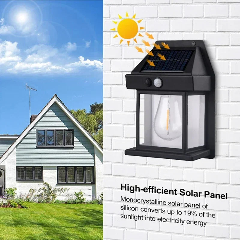 Axyaa Waterproof Solar Wall Lamp with Tungsten Filament for Home Garden