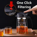 Axyaa Heat Resistant Glass Teapot with One-click Filtering, Tea Water Separation Filter