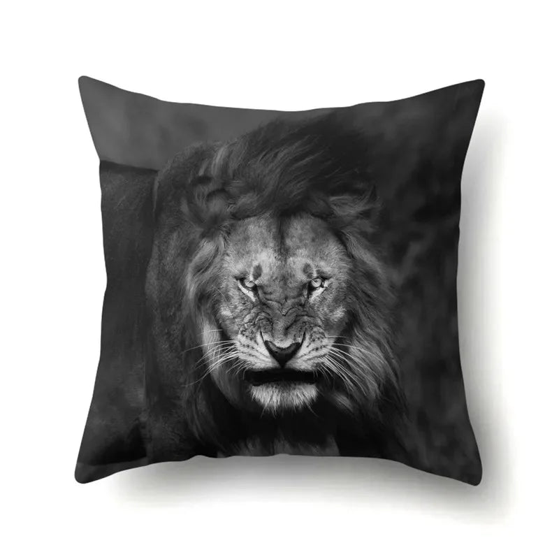 Lion Pattern Polyester Cushion Cover by Axyaa - Home decoration Pillow Cover