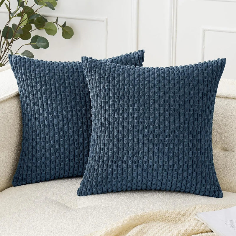Axyaa Soft Corduroy Throw Pillow Covers 18x18 Inch for Farmhouse Home Décor