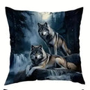 Axyaa Wolves In Moonlit Forest & Snow Pillow Covers - Sofa Bedroom Car Decor