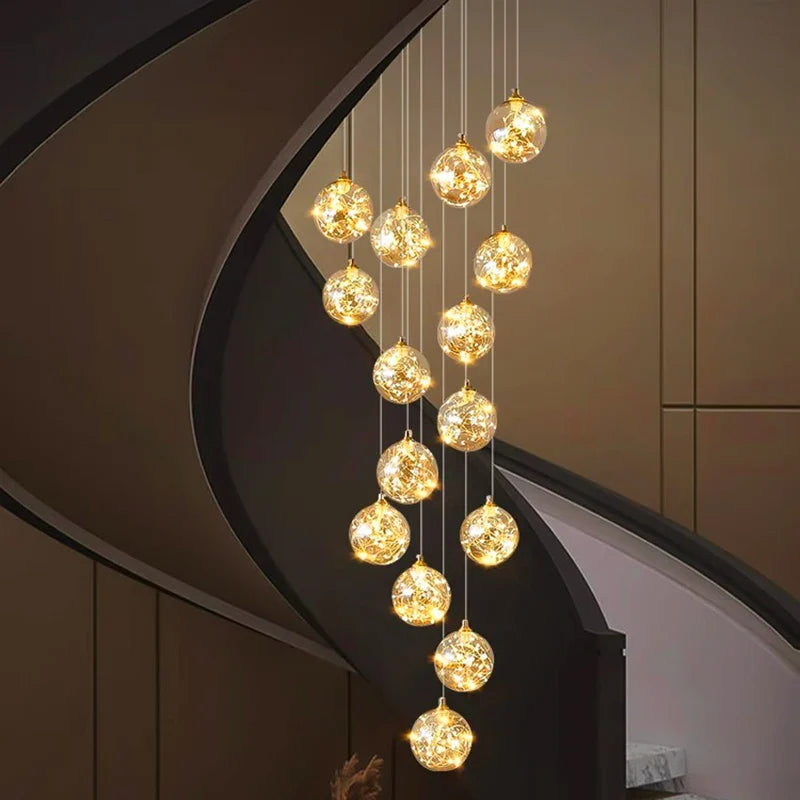 Axyaa Staircase Chandeliers for Living Room LED Pendant Light Lamps