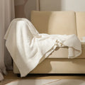 Axyaa Ins Velvet Thread Knit Blanket - Soft Solid Color Home Decor