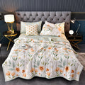Axyaa Leaf Print Washed Cotton Quilt Air-conditioning Comforter Blanket Bedspread