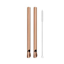 Axyaa Stainless Steel Straw Spoon Set with Brush - Durable, Reusable, & Stylish