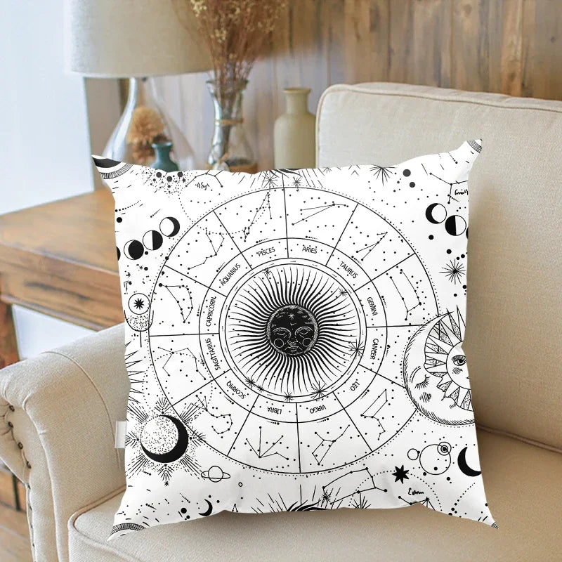 Axyaa Tarot Sun Moon Star Pillowcase for Home Décor and Divination-themed Style