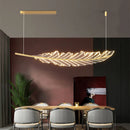 Axyaa Leaf-Shaped LED Golden Chandelier for Modern Nordic Living Room