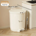 Axyaa Round Foot Pedal Trash Can in Cream & Blue, Large-Capacity for Office, Kitchen, Bathroom