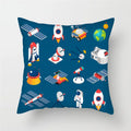 Axyaa Cartoon Astronaut Rocket Spaceship Sofa Pillowcase Space Theme Cushion Cover