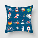 Axyaa Cartoon Astronaut Rocket Spaceship Sofa Pillowcase Space Theme Cushion Cover