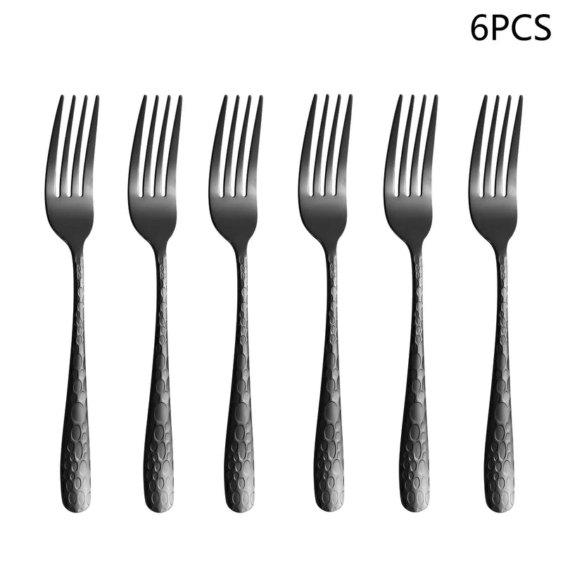 Axyaa Black Stainless Steel Cutlery Set for Home Kitchen Holiday Dinner