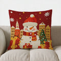 Axyaa Snowman & Christmas City Decor Pillow Cover for Sofa, Bedroom, Car