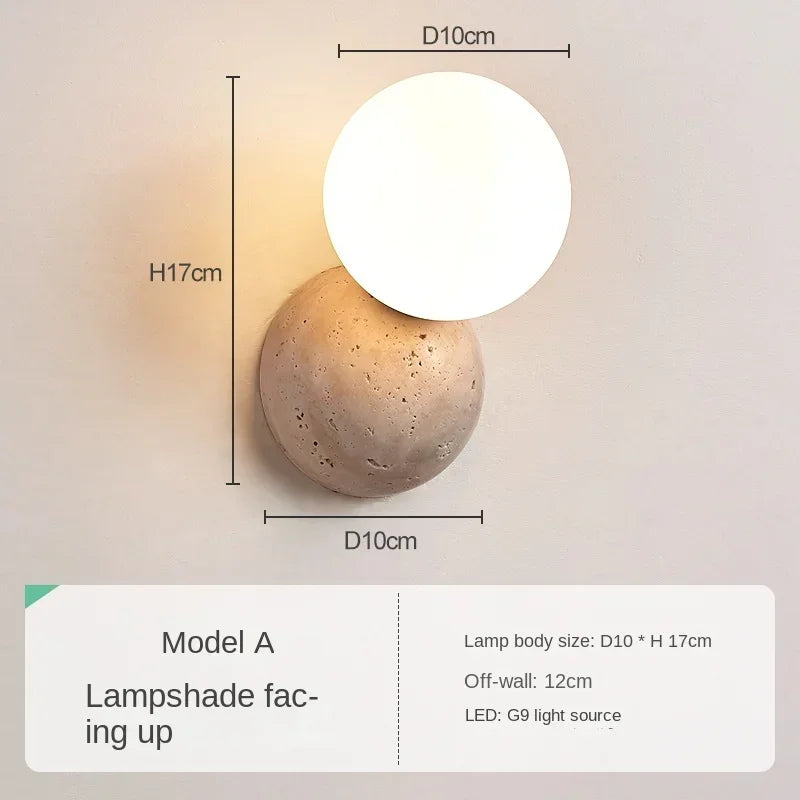 Axyaa Cave Stone Wall Led Wall Lamp - Creative Nordic Round Lighting for Bedroom