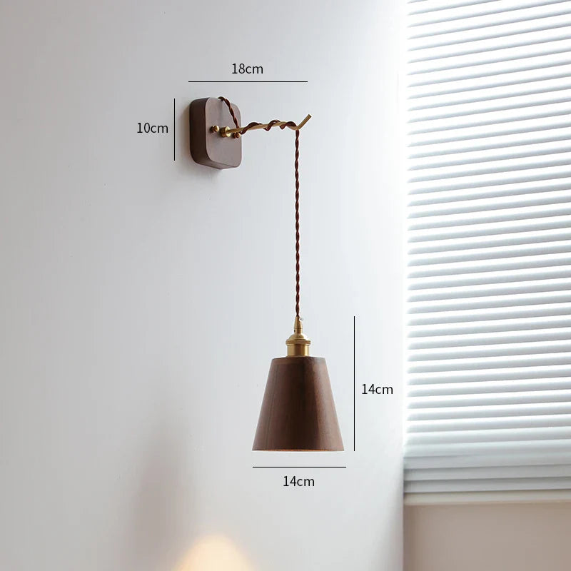 Axyaa Walnut Wooden LED Wall Lights Fixture Modern Indoor Lighting Nordic Wandlamp