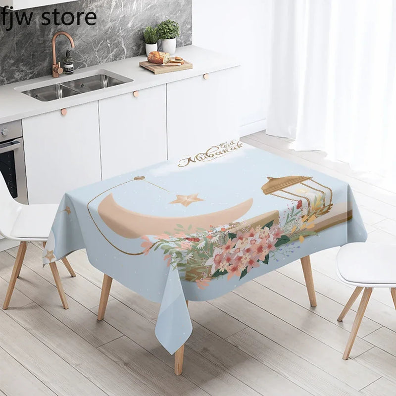 Axyaa Ramadan Mubarak Tablecloth - Islamic Mosque Home Decor & Ramadan Karim Theme