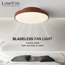 Axyaa Bladeless Ceiling Fan Light Remote 6-speed Walnut LED Decor Living Room Bedroom