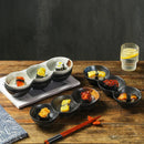 Axyaa Ceramic Triple Grid Sauce Bowl for Hot Pot Sushi Barbecue Seasoning
