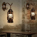 Axyaa Vintage Iron Lantern Kerosene Wall Lamp E27 Sconce Lights Fixture