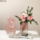 Pink Ripple Gradient Glass Vase Hydroponics Axyaa Modern Home Decor