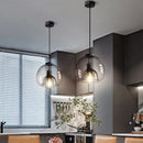 Axyaa Black Glass LED Ceiling Chandelier for Living Room Bedroom Dining Table