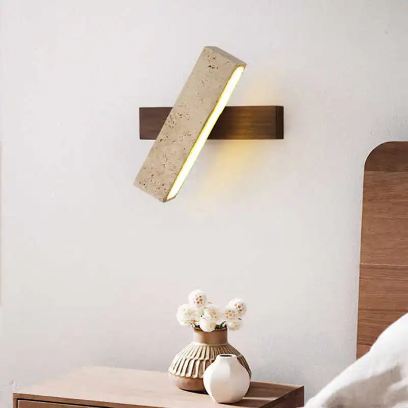 Axyaa Nordic LED Wall Lamp Wood Yellow Travertine Rotatable Light