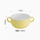 Axyaa Ceramic Double Ear Roast Bowl - Cute and Creative Soup Cup, Breakfast and Dessert Bowl
