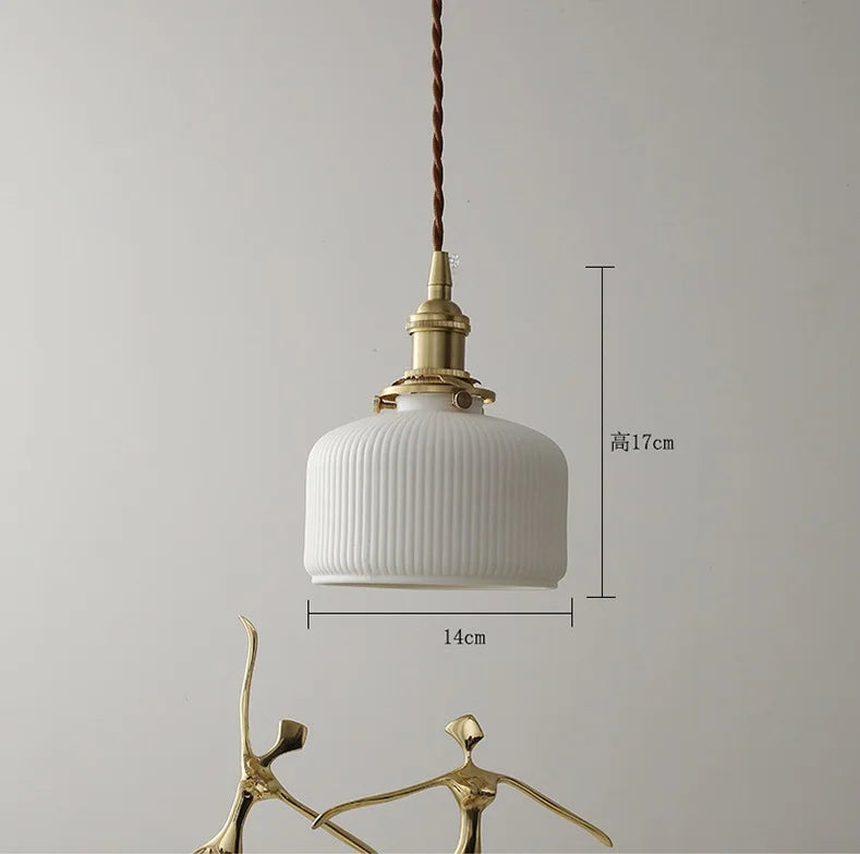 Axyaa White Ceramic Brass Pendant Lights - Nordic Japanese Style Hanging Lamp